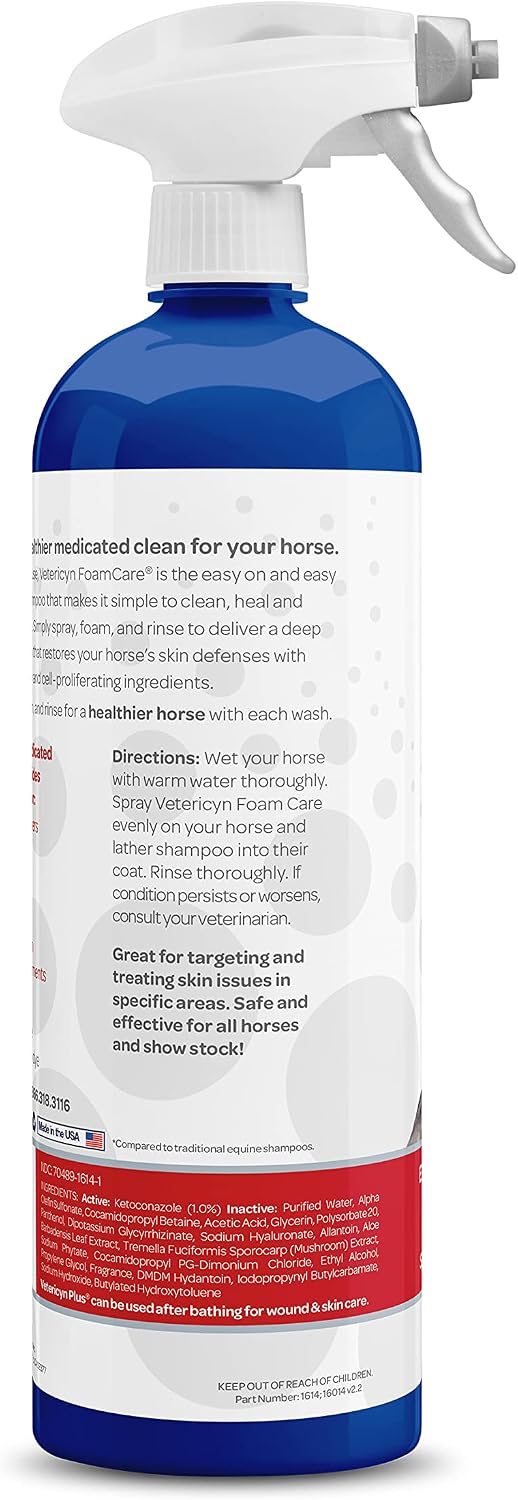 FoamCare Medicated Horse Shampoo | Sprayable Equine Shampoo with Ketoconazole for Healing Relief from Itchy Skin