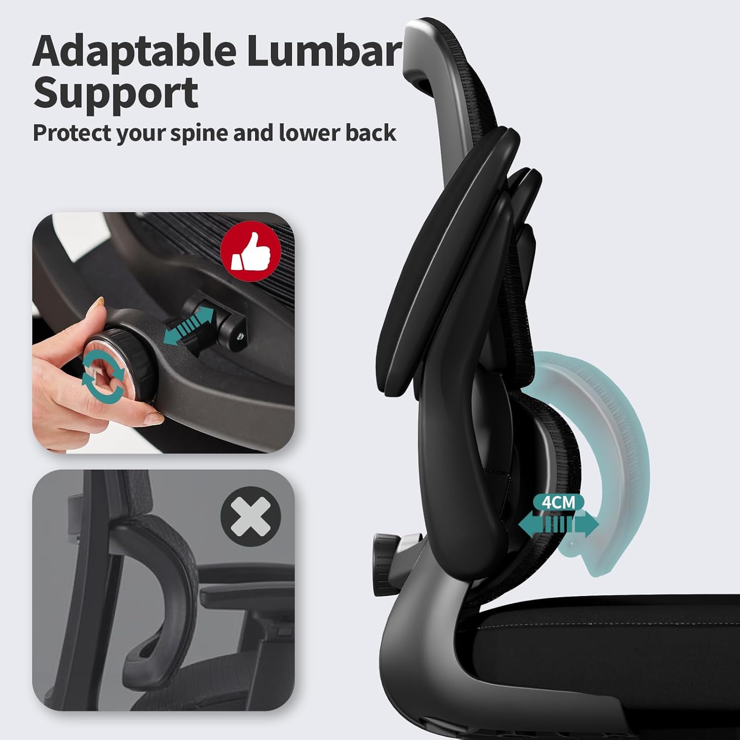 Office Chair - Ergonomic Desk Chair with Adjustable Lumbar Support, Mesh Computer Chair, Executive Chairs for Home