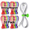 SOOOEC Magnetic Cable Ties 32 Pack, Cute Cloud 7.2" Silicone 8 Colors