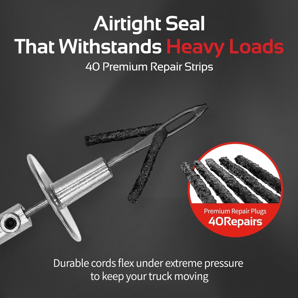 Heavy Duty Tire Plug Kit - 68pc Premium Flat Tire Repair Kit