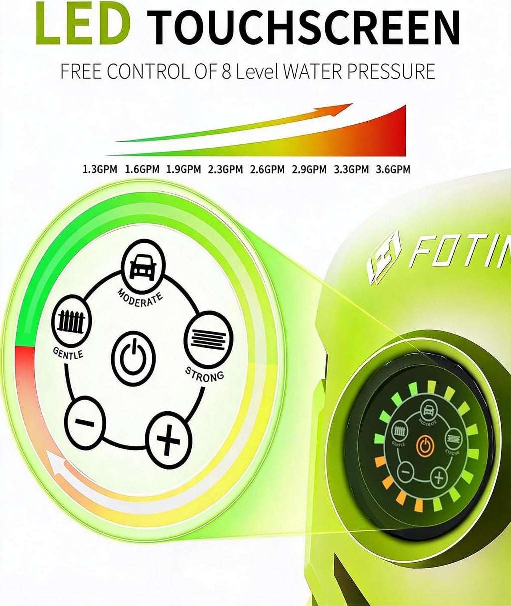 2026New Pressure Power Washer 5000PSI with Adjustable Touch Screen 8 Level, 34" Tall, 4 Quick Connect Nozzles,Inlet