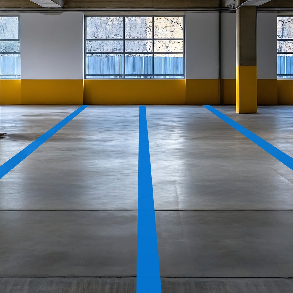 Blue Floor Marking Tape, 3" Wide x 100' Long Roll, Durable Polyester, Laminated Protection - Non-Abrasive, Adhesive