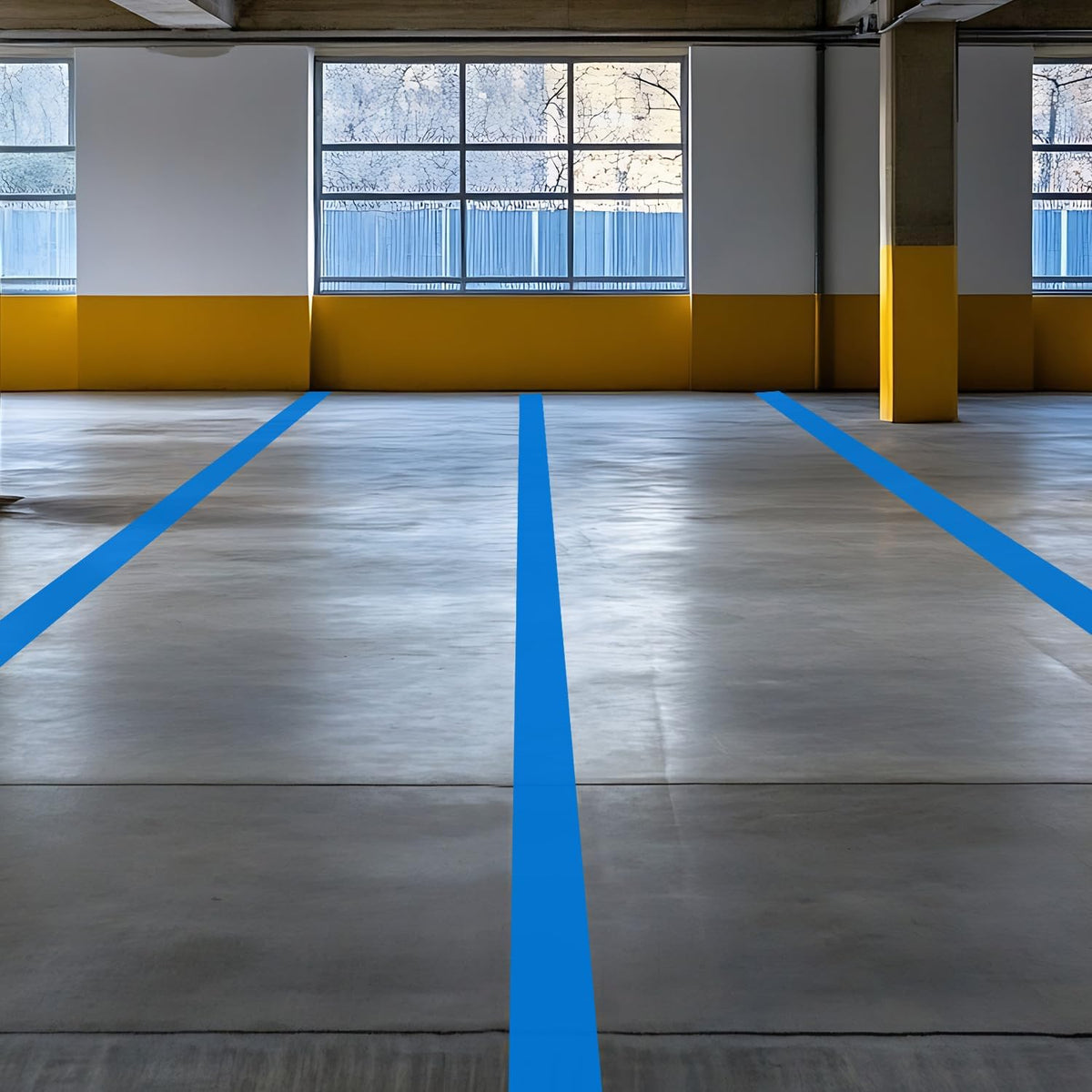 Blue Floor Marking Tape, 3" Wide x 100' Long Roll, Durable Polyester, Laminated Protection - Non-Abrasive, Adhesive