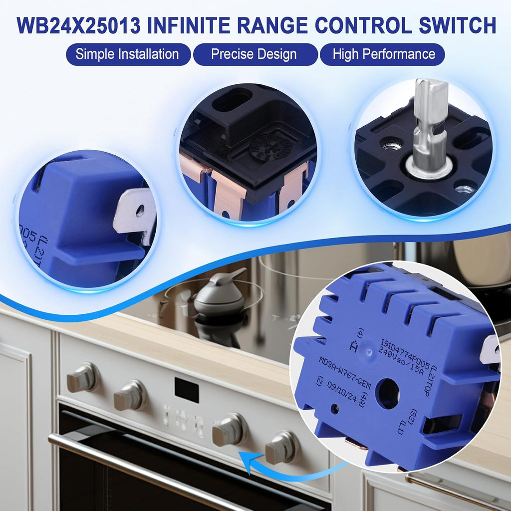 WB24X25013 Dual-Element Infinite Switch for GE Electric Stove Burner