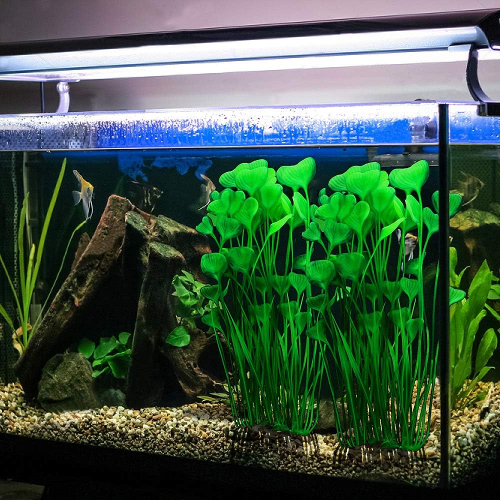 Plastic Fish Tank Plants, 2 Pack Artificial Tall Aquarium Plants for Fish Tank Decor, 15.75 Inches (Green)