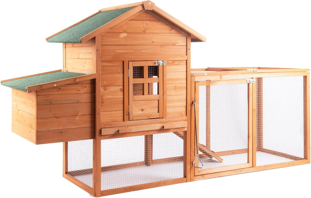 Wooden Chicken Coop for 2-5 Chickens Outdoor Wooden Hen House Poultry Pet Hutch for Backyard Outdoor w/Tray Run Cage