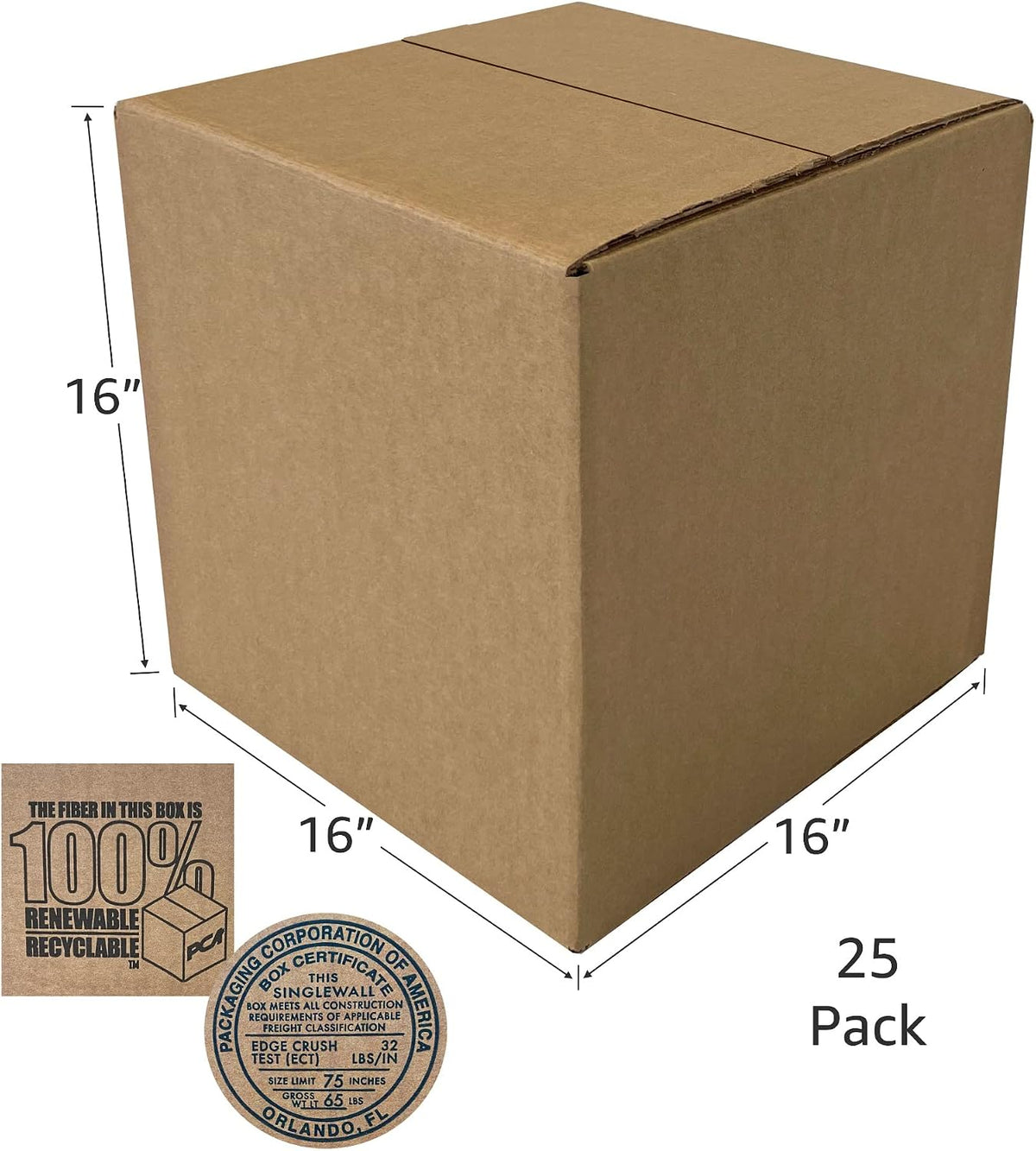 Corrugated Boxes 16" x 16" x 16" Cube Boxes For Shipping
