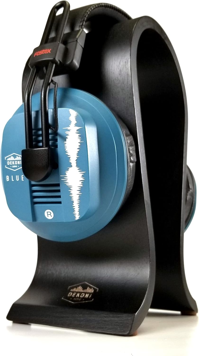 Black Headphone Stand | Wood Headphone Stand for Desk, Gaming | Omega Headset Stand