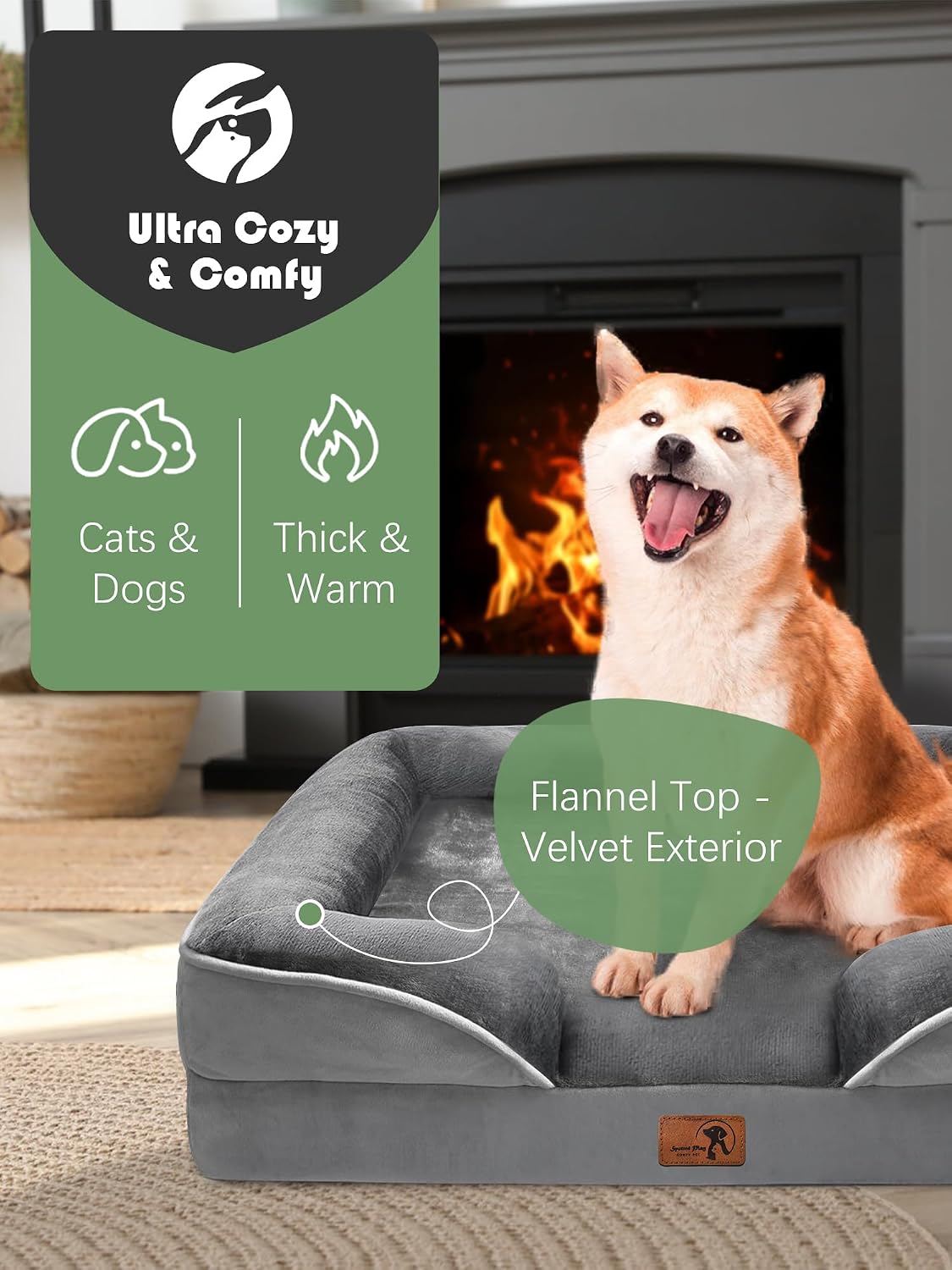 Orthopedic Dog Bed with Sides - Dog Sofa Beds for Medium Dogs, Supportive Foam Pet Couch Bed with Washable Removable