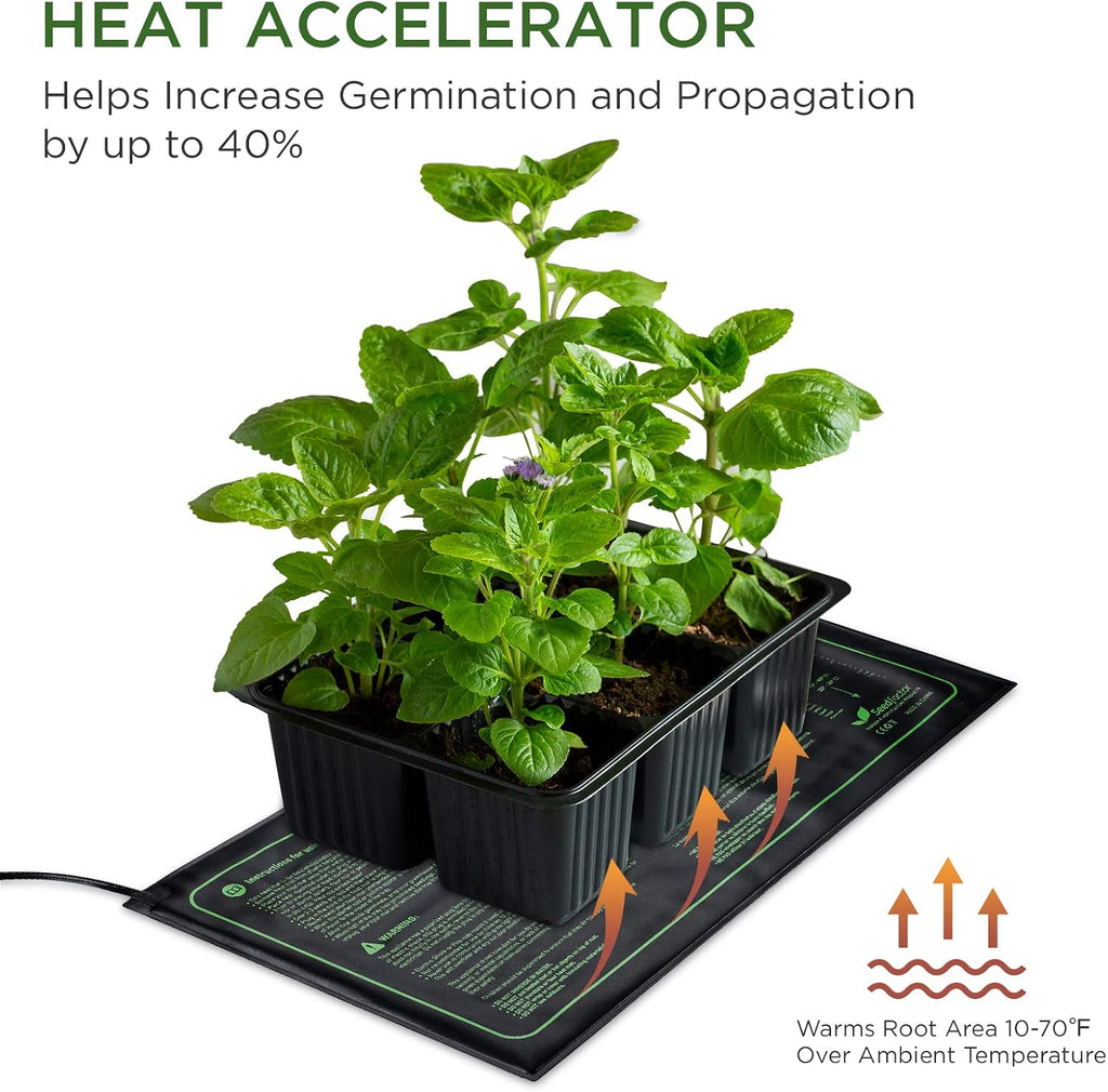 MET Certified 2 Pack Seedling Heat Mat, Seedfactor Adjustable Temperature Waterproof Durable Germination Station Heat