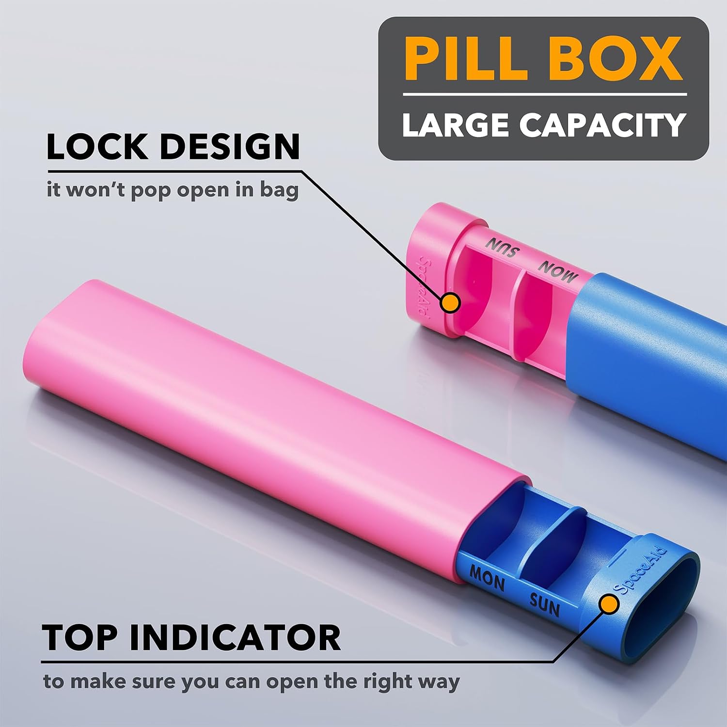 2 Pack Pill Organizer Box 7 Day, Weekly Travel Pill Case Holder, 2 Times a Day AM PM Daily Pocket Pharmacy Dispenser