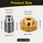 uxcell Worm Gear Set Right Rotation 30T 1 Module 30:1 Reduction Rate