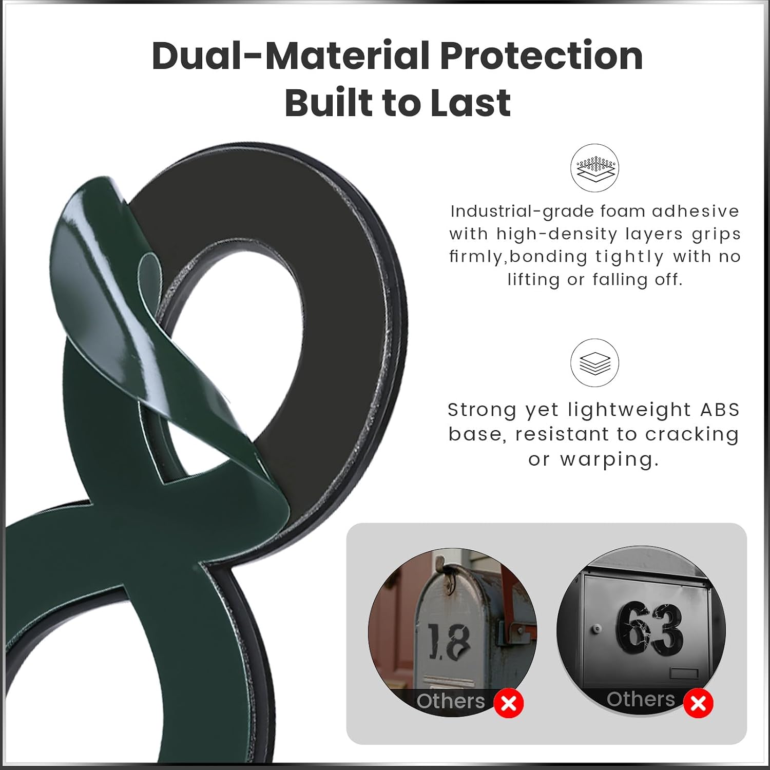 4 Inch Reflective House Numbers for Outside, VONDERSO High-Intensity Reflective Self-adhesive Mailbox Numbers