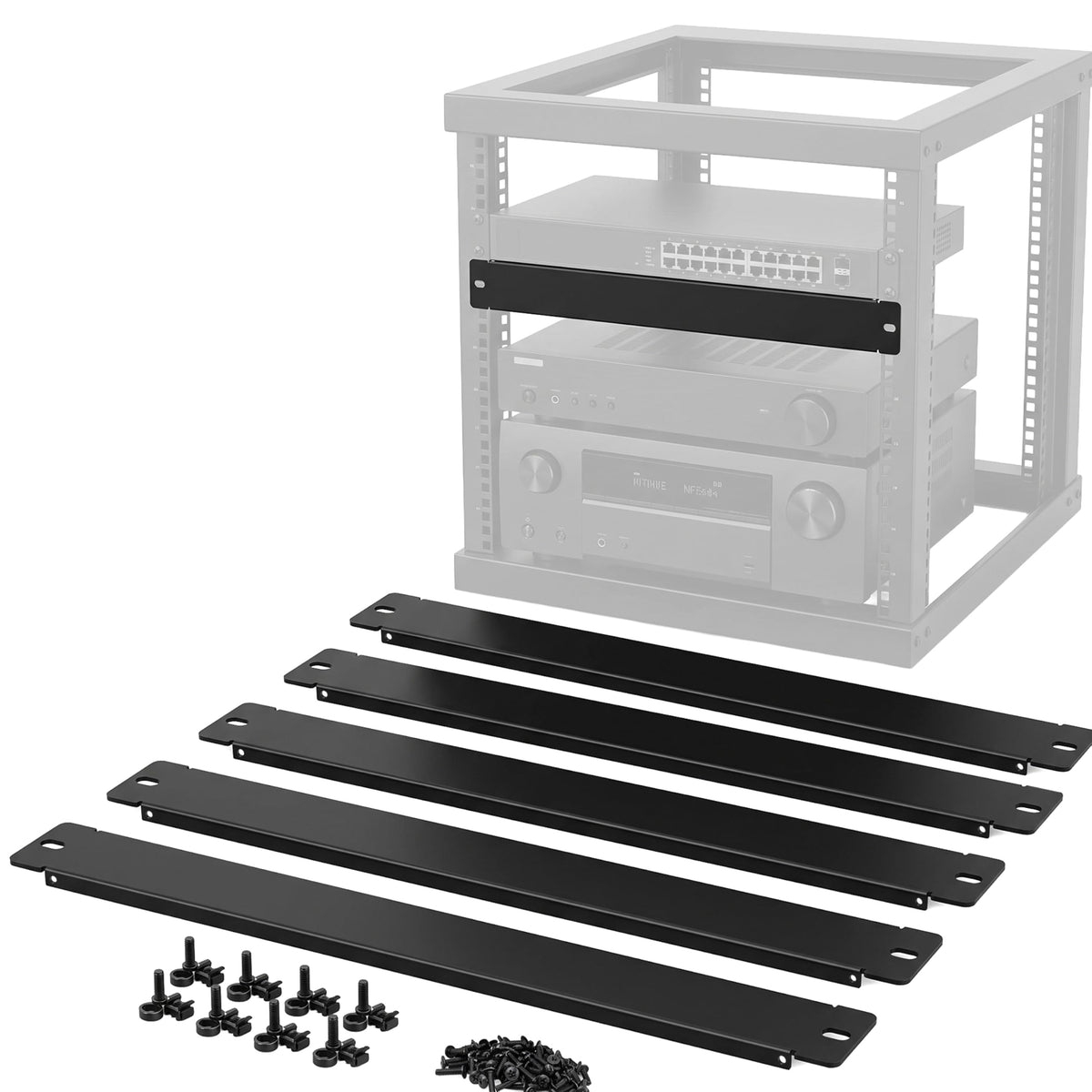 1U Rack Blank Panels for 19" Server and AV Racks, 5 Pack