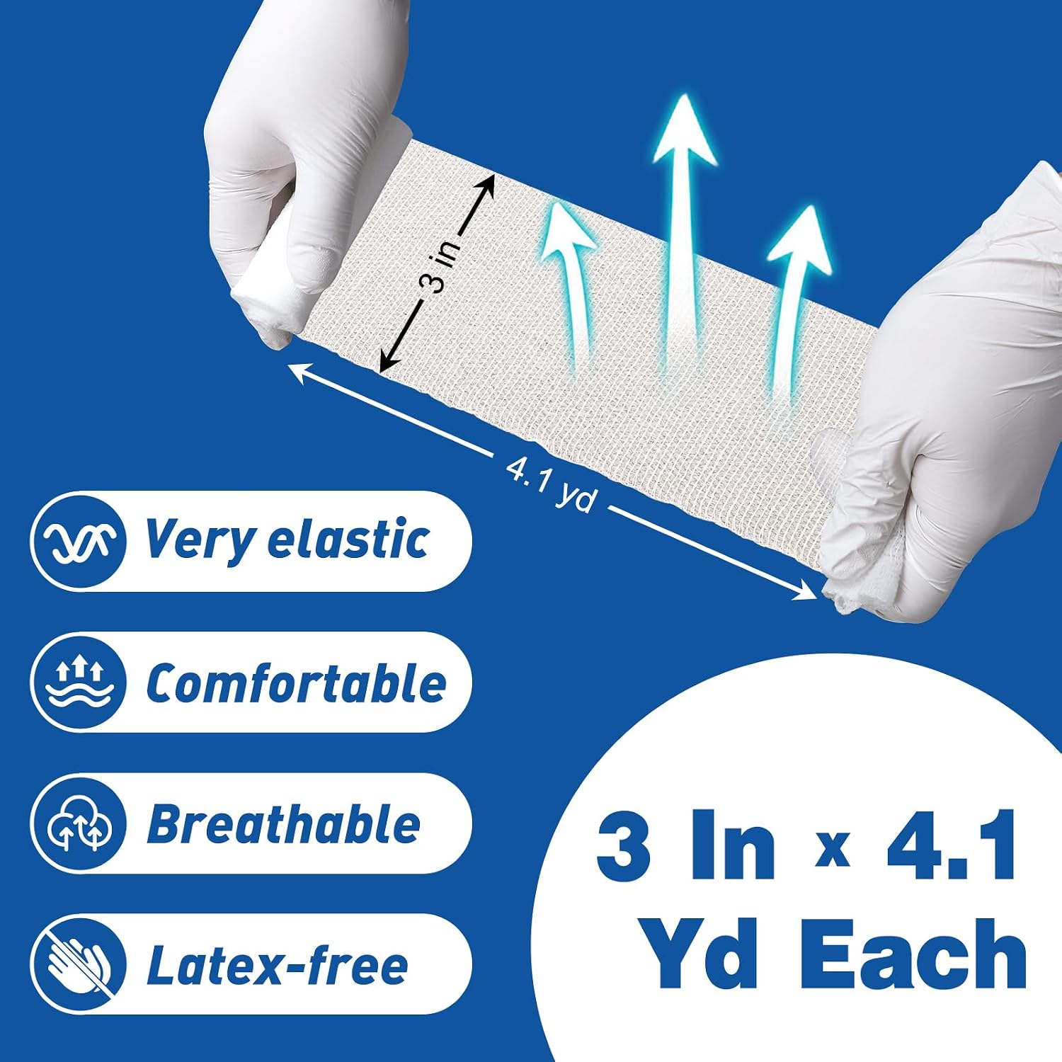 25 Pack Gauze Rolls Bandages, 3 in x 4.1 Yards, Premium Medical Supplies & First Aid Supplies, Bandage Wrap Vet Wrap