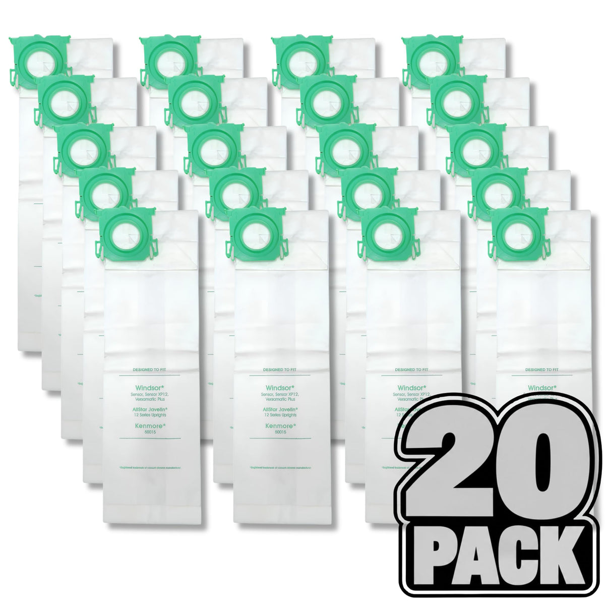 20-Pack Micro-Filtration Vacuum Bags Compatible with Windsor Sensor S12
