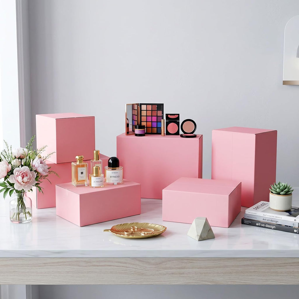 9x6x4 in Shipping Boxes, Pink Cardboard Boxes for Small Business, Medium Mailing Boxes, Stackable Durable Mailers