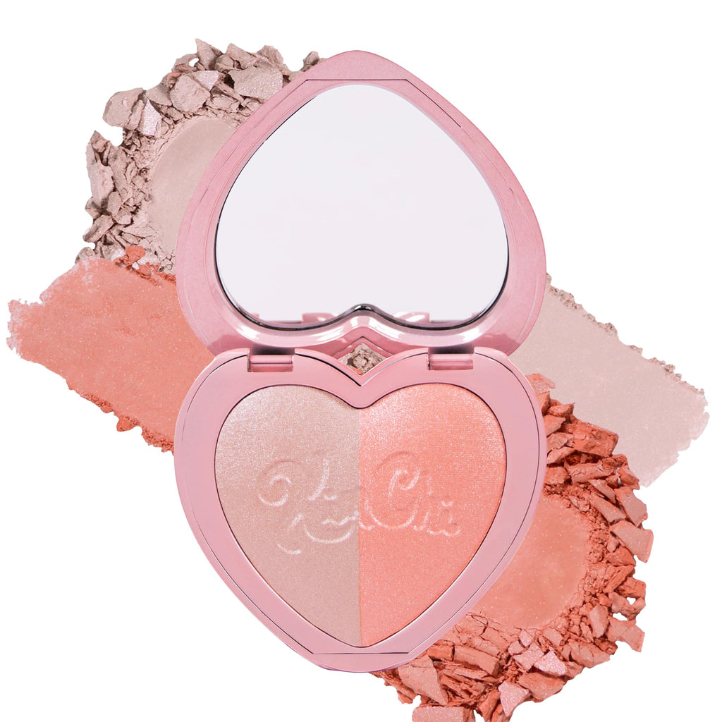 KimChiChic Beauty Thailor Blush Duo, Heart Compact Powder Blush for Cheeks