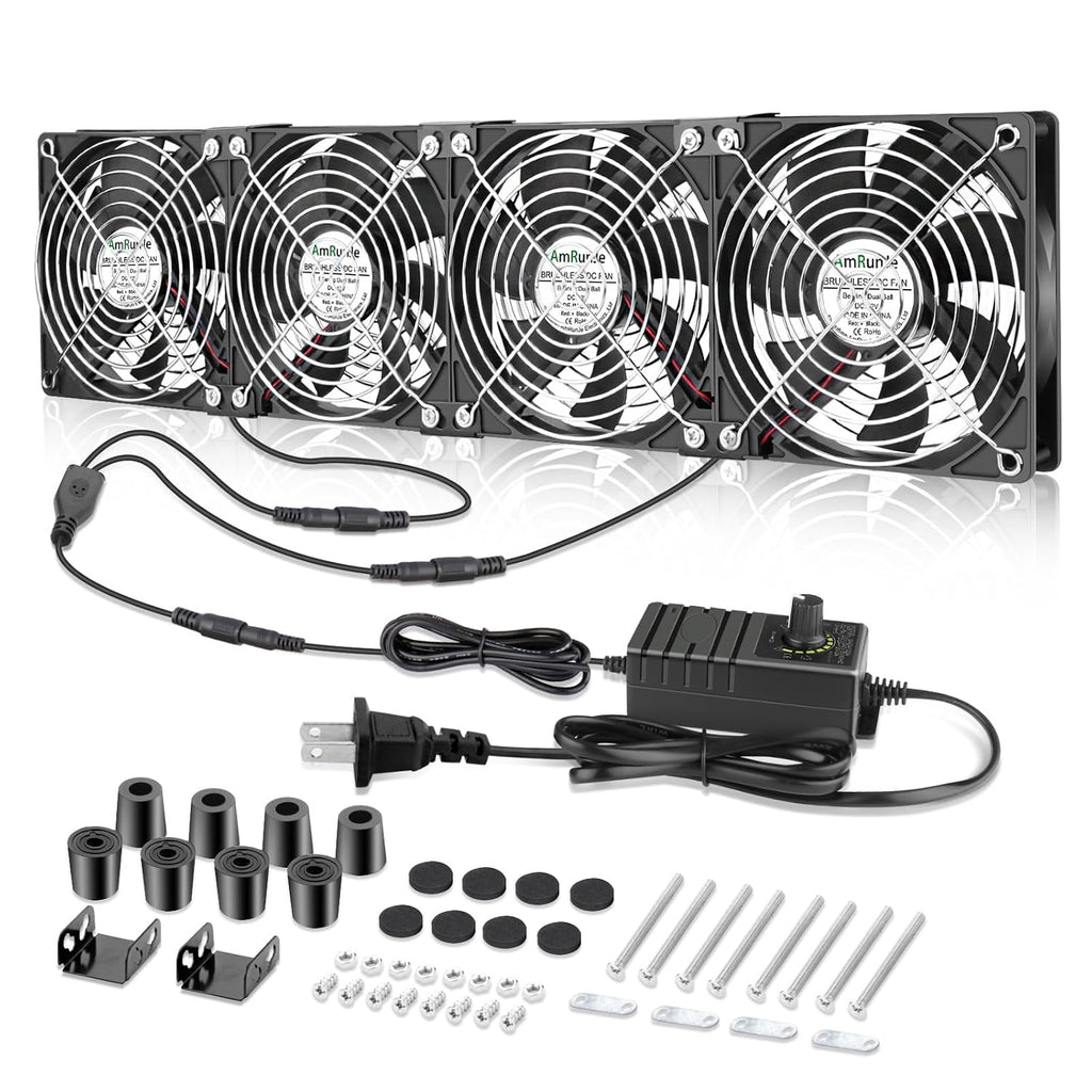 4X 120mm Server Rack Fan with Speed Control 110V 240V Ball Bearing