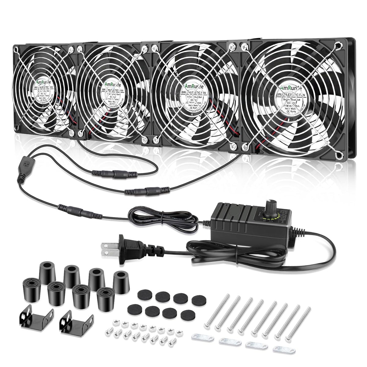 4X 120mm Server Rack Fan with Speed Control 110V 240V Ball Bearing