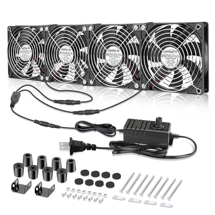 4X 120mm Server Rack Fan with Speed Control 110V 240V Ball Bearing