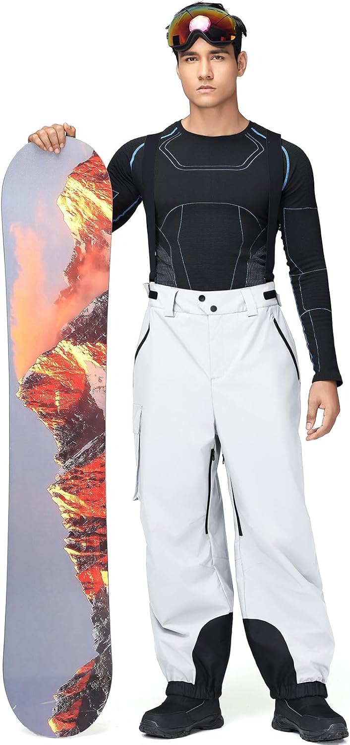 Men Ski Pants Women Baggy Snow Bibs Waterproof Windproof Insulated Warm Winter Snow Pants Overall