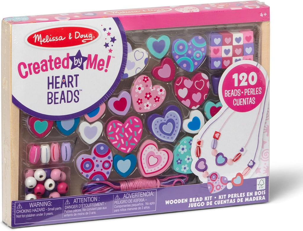 Created by Me! Heart Beads Wooden Bead Kit, 120+ Beads and 5 Cords for Jewelry-Making