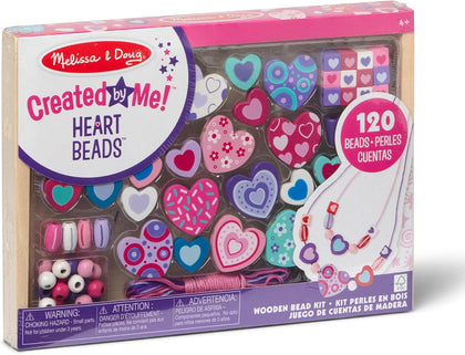 Created by Me! Heart Beads Wooden Bead Kit, 120+ Beads and 5 Cords for Jewelry-Making