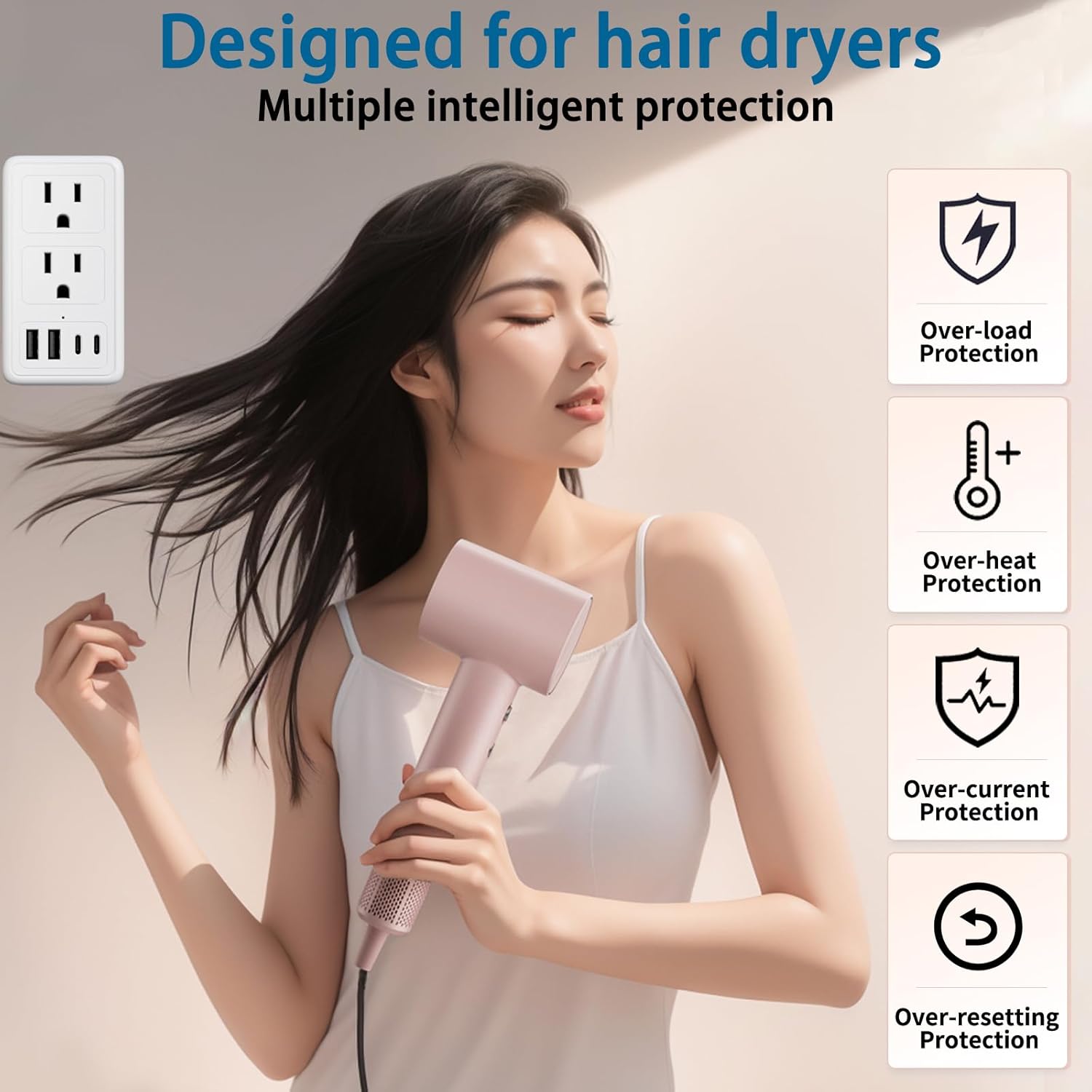 2000W 220V to 110V Voltage Converter US to Europe for Hair Dryer, Converter for European Travel, International