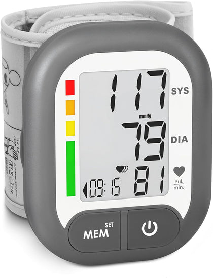 Blood Pressure Monitor Adjustable Wrist Cuff for Home Use Automatic BP Machine Large Digital LCD Display 199 Memory