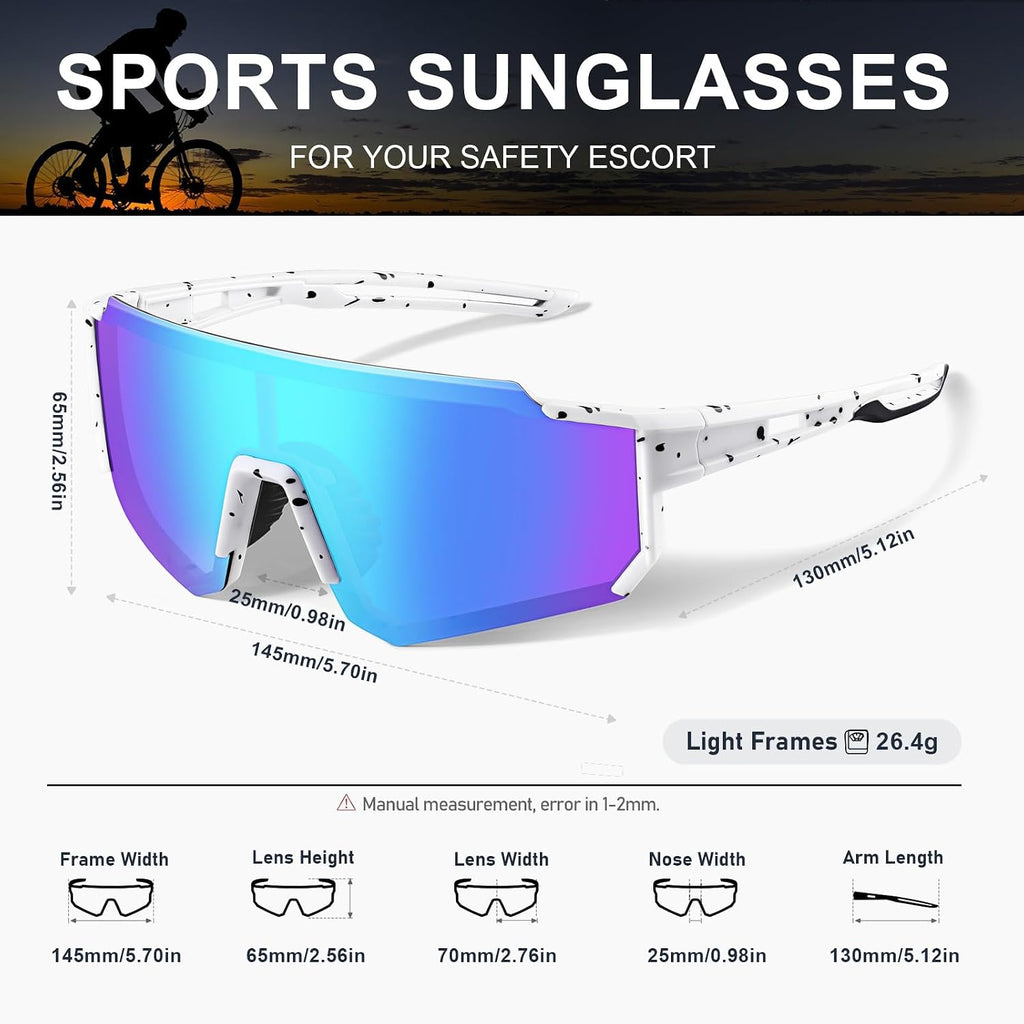 Polarized Sports Sunglasses for Men and Women,Fishing Cycling Mountain Bike Baseball Sunglasses with UV Protection