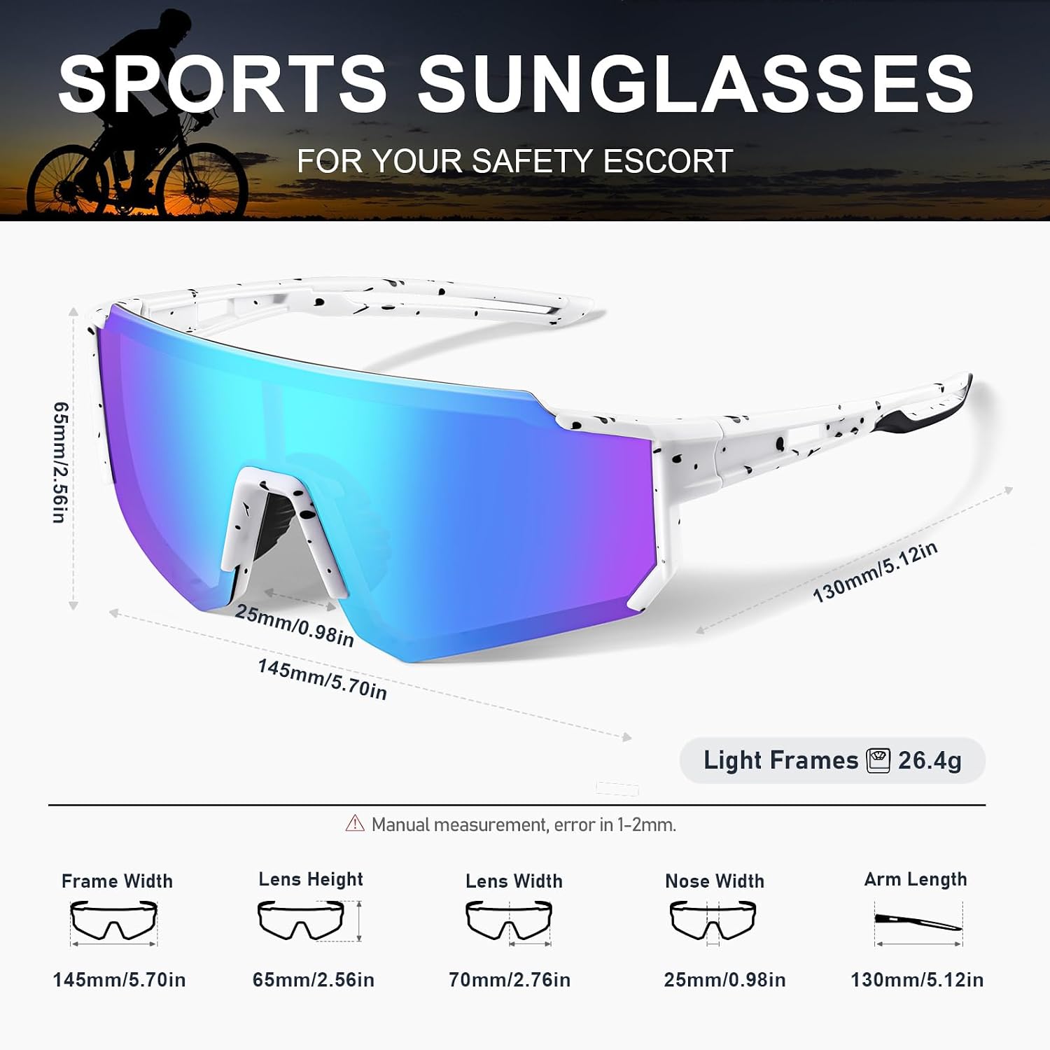 Polarized Sports Sunglasses for Men and Women,Fishing Cycling Mountain Bike Baseball Sunglasses with UV Protection