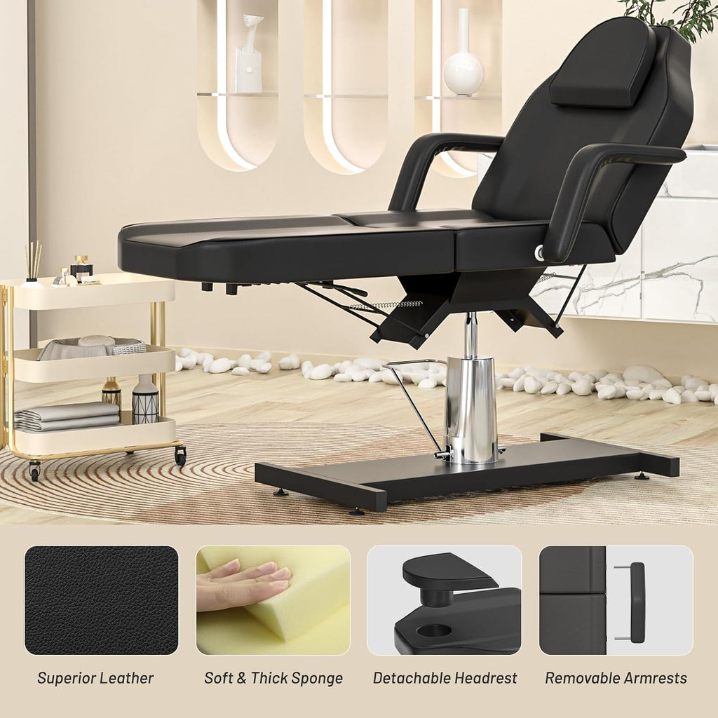 Black Hydraulic Tattoo Chair for Client Spa Bed for Esthetician