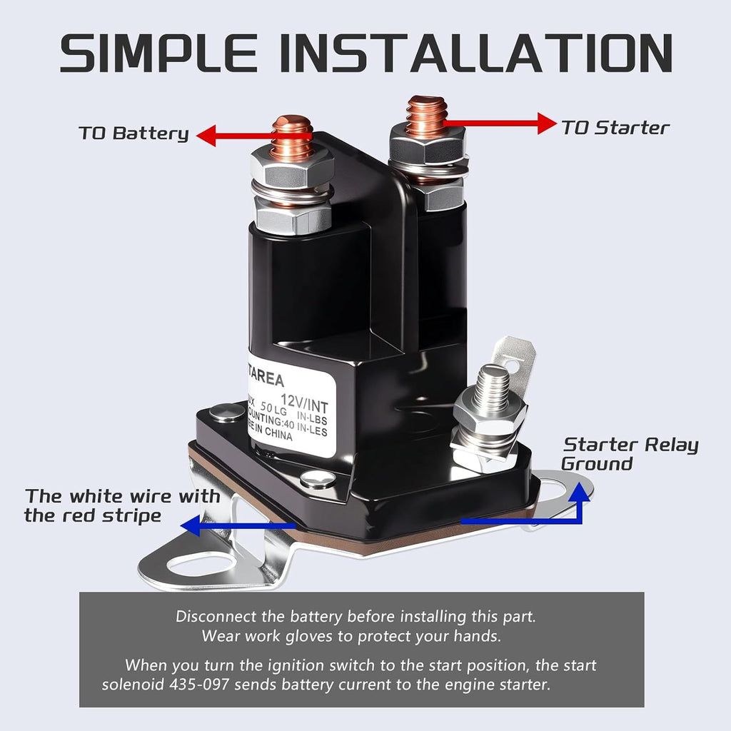 435-097 Solenoid 12V Lawn Mower Starter Solenoids Compatible with Murray 7701100MA 1002004MA 24285 424285 539101714 Toro 111674 6120-430-0500 53490009 MTD 725-0530 725-0771