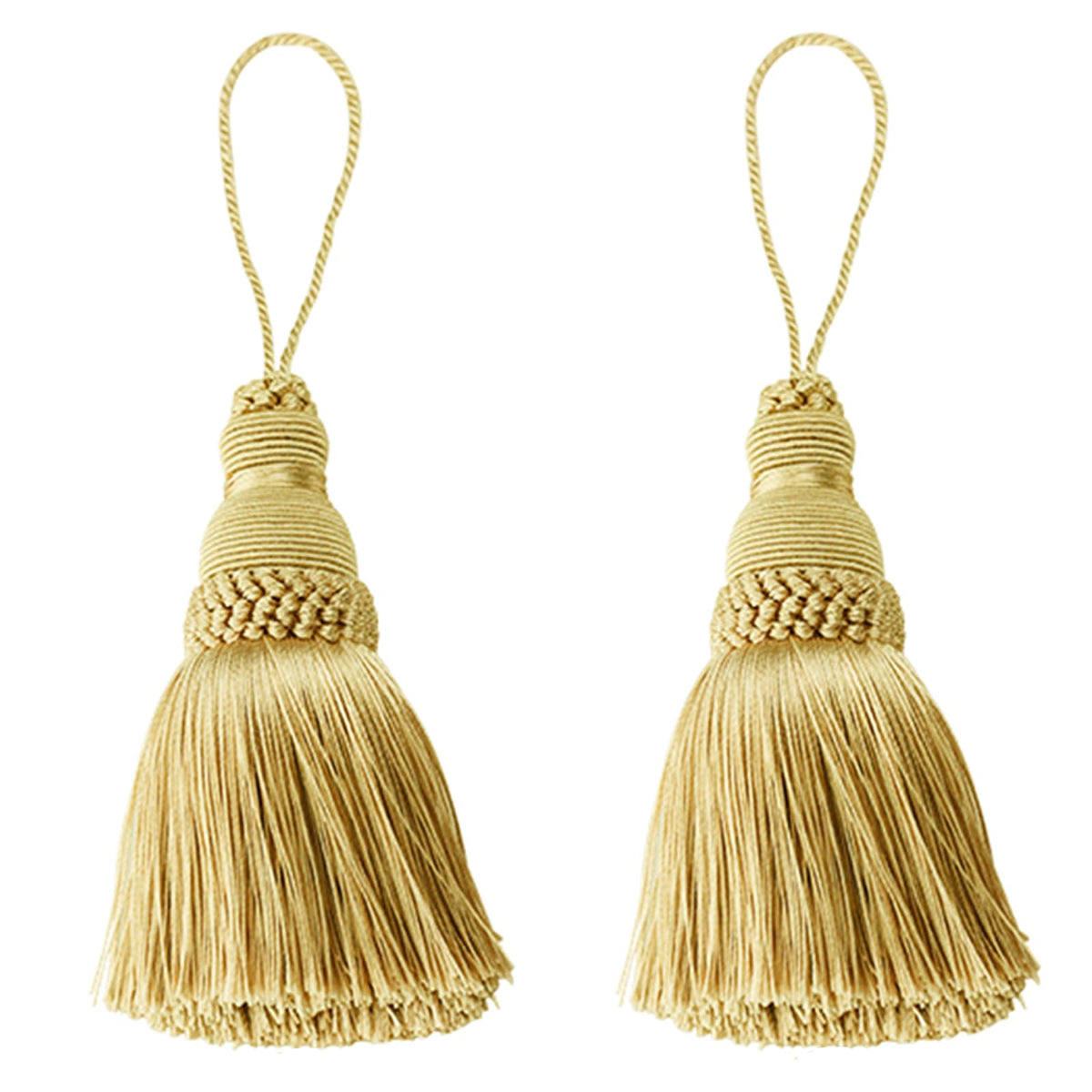 2Pcs Colorful Tassel Key Tassels DIY Accessories(Gold)