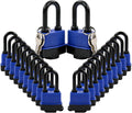Long Shackle Padlocks 1.8", 20Pcs Keyed-Alike, Water-Resistant Cover | For Gate Boat Fence Shed Garden, 2-1/2" Long