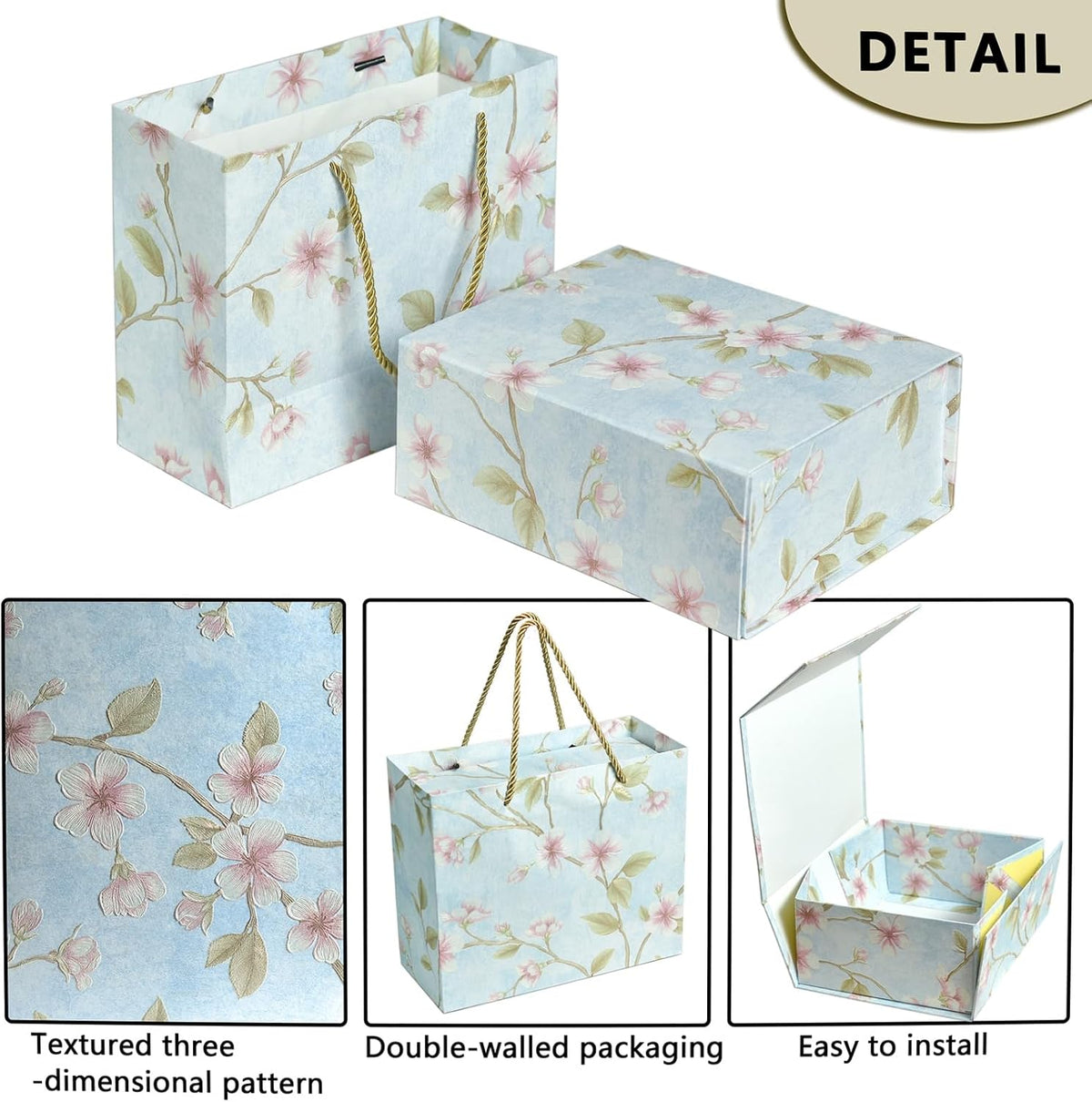 Gift Box with Lid for present 3D Embossed Pattern Magnetic Closure,folding