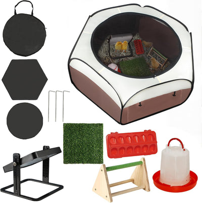 Brooder Box for Chick Starter Kit - 2026 Upgrade Dual Door Chicken Brooder Pen/Playpen/Tent with 10*10 in Brooder