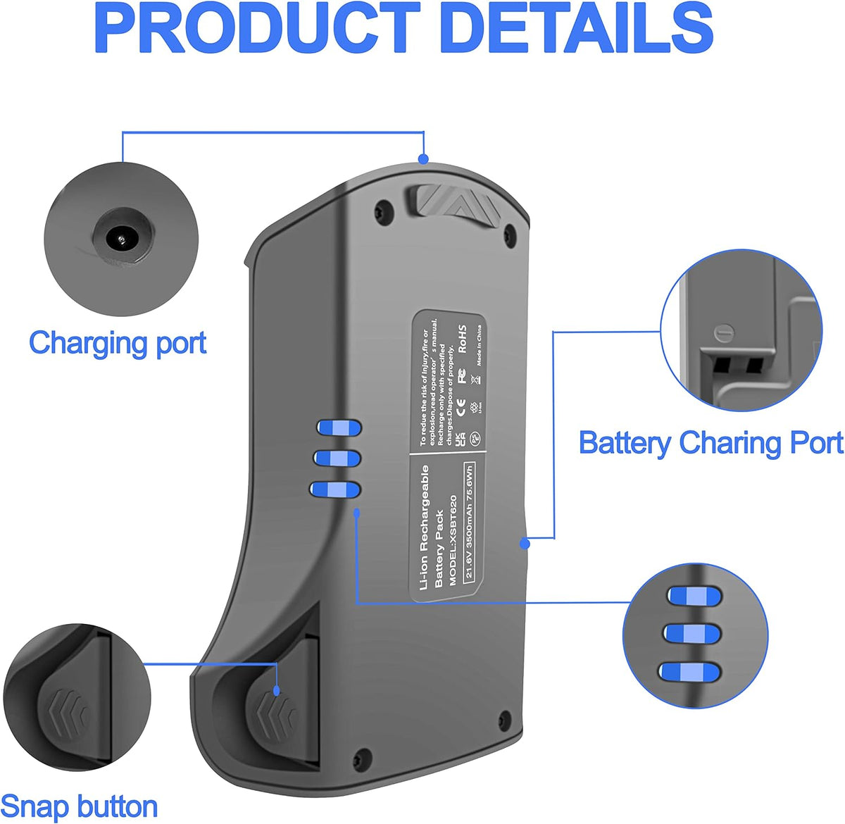 XSBT620 Battery XSBT600 for Shark IZ377H IZ382H IZ362H IZ363HT Powerpro