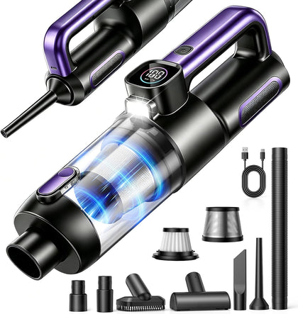 Car Vacuum Portable Cordless, 4-in-1 18000Pa Handheld Vacuum Cordless with LED Light, 120W Brushless Motor, 6000mAh