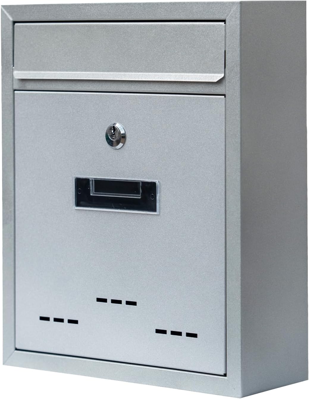 Wall-Mount Mailbox for House Outside, Locking Key Drop Box with View Window, Locking Postbox, Steel Metal Mail Box