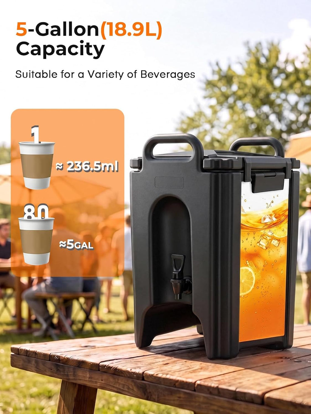 Pro Insulated Beverage Dispenser 5 Gal, Hot Cold Commercial Catering