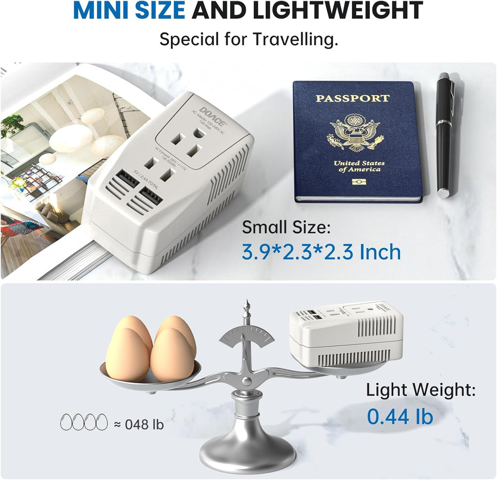 Upgraded 2000W 220V to 110V Converter for European Travel, Voltage Converter US to Europe for Hair Dryer Straightener