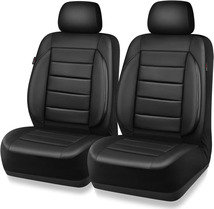 Faux Leather Car Seat Covers Front Seats Only, 3D Foam Support Car Seat Covers, Universal fit for Trucks Vans SUVs
