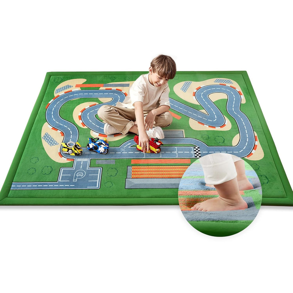 1.3" Thick Educational Baby Floor Play Mat 79x118, Basic Padded Memory Foam Kids Mat, Large Non-Slip Plush Playmat