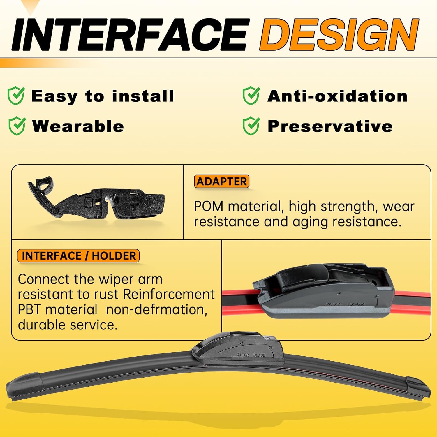 24" and 22" Windshield Wipers Blades (Pack Of 2),OEM Quality Premium All-Seasons Wiper blades,Stable and Quiet wiper