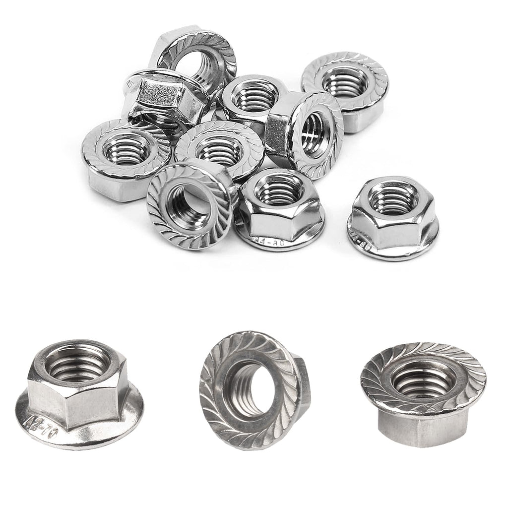 40pcs M6 Flange Nut, M6-1.0mm Hexagon Serrated Flange Nuts
