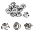 40pcs M6 Flange Nut, M6-1.0mm Hexagon Serrated Flange Nuts