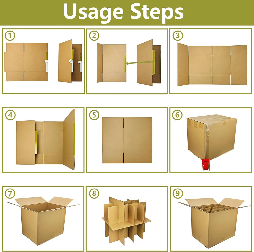 3 Sets of 72-Grid Cups & Mugs Packing/Moving Boxes with 2-Tier Divider Kits