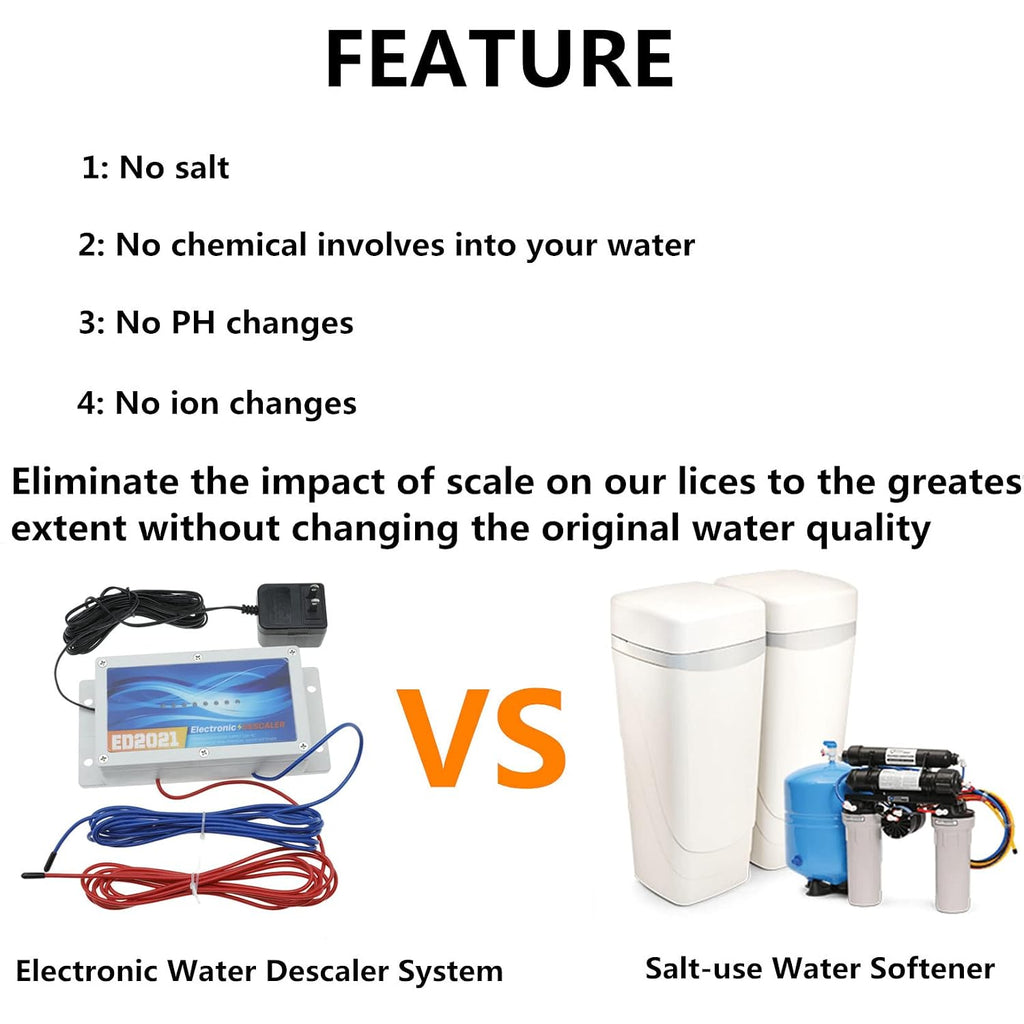 Electronic Water Descaler System, Reduces Limescale, Rust, and Minerals, No Chemicals, Easy Installation